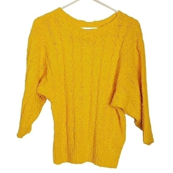 BA02 * Karen Scott Chunky Knit Sweater Yellow Size M Vintage - Picture 1 of 7